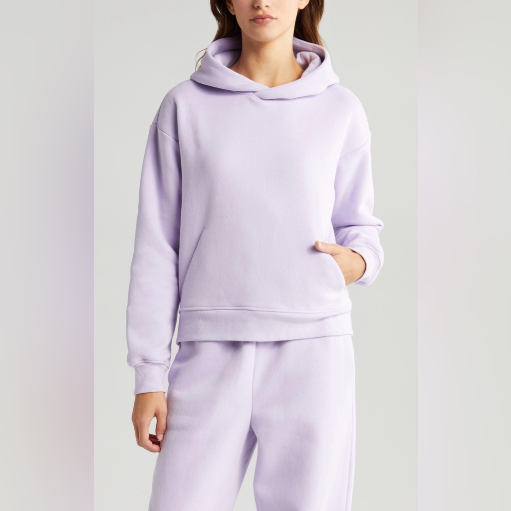 Zella Cara Ultracozy Cotton Blend Fleece Matching Set In Purple Nwt - Xs